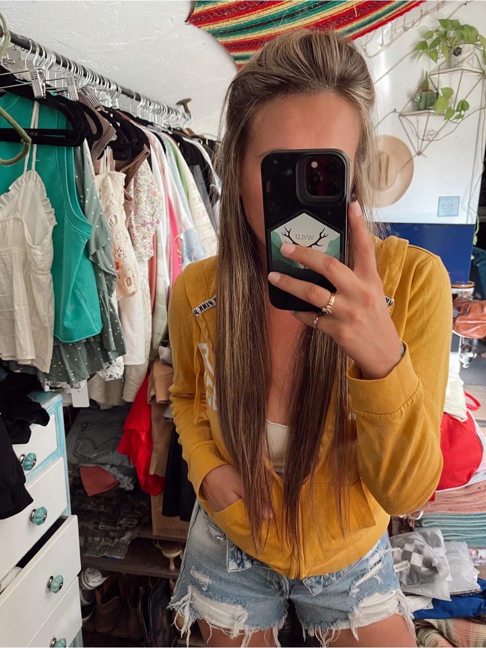 “PINK” Mustard Yellow Women's Zip Hoodie
